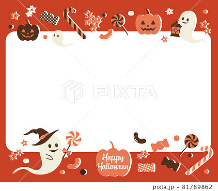 ハロウィンのイラストフレーム ベクター カード 81789862