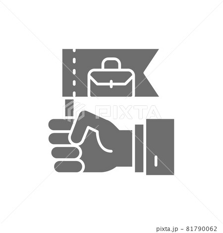 Hand with flag, business leader, leadership grey icon. 81790062