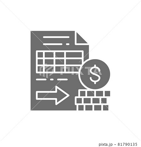 Documents with money, options, futures grey icon. 81790135