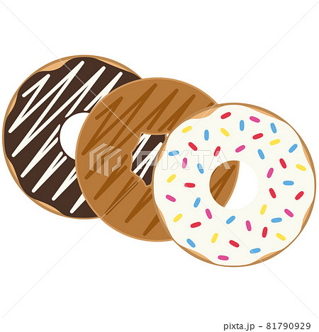 ドーナッツ三個セットのイラストのイラスト素材 ドーナッツ三個セットのイラストのイラスト素材