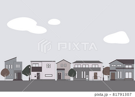 背景素材 戸建ての街並み モダンのイラスト素材