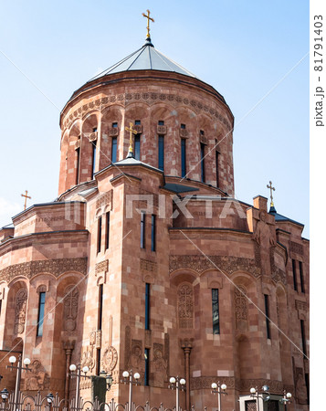 view of armenian cathedral in Moscow city in sunny summer day 81791403