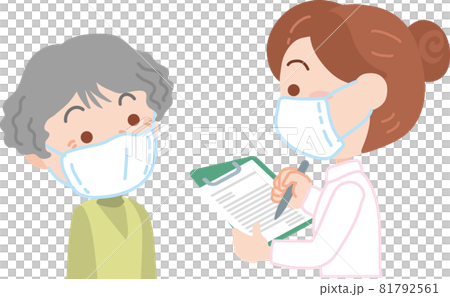 諮詢女醫生_戴著口罩的老年婦女_醫生和祖母的插圖 81792561