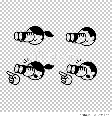 双眼鏡を覗く人イラスト素材 81793166