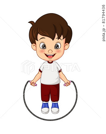 Cartoon little boy skipping rope Cartoon little boy skipping rope 81794436