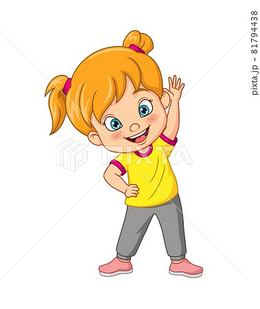 Cartoon cute little girl exercising 81794438