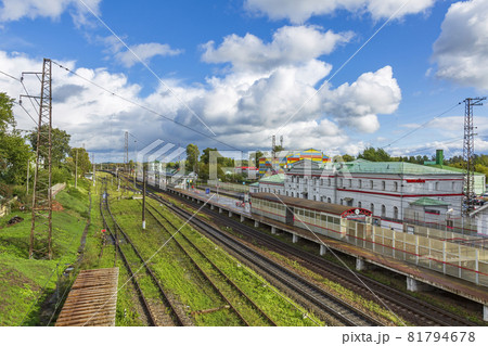 Mozhaisk city railway station in the daytime. Russia 81794678