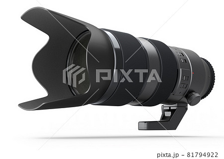 Modern nonexistent DSLR telephoto camera lens on white background Modern nonexistent DSLR telephoto camera lens on white background 81794922