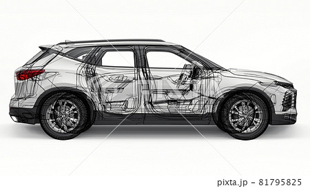 Ultra-modern SUV with a catchy expressive design for young people and families 3d illustration. 81795825