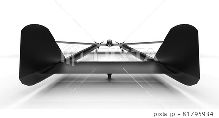 Three-dimensional model of the bomber aircraft of the second world war. Shiny aluminum body with two tails and wide wings. Turboprop engine. Shiny black airplane on a white background. 3d 81795934