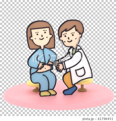 診察を受ける人の立体イラストのイラスト素材