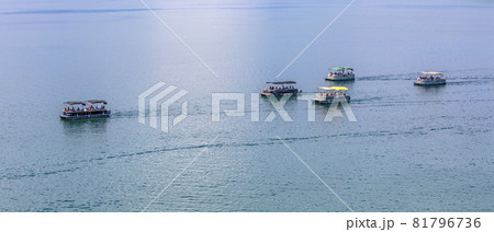 View of Ohrid Lake with pleasure boats. Selective focus 81796736