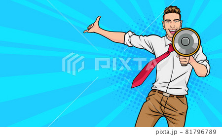 Business man screaming with a megaphone 81796789
