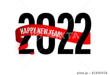 New Year poster design with 2022 numbers, happy new year wish on red ribbon, winter scarf. Vector illustration New Year poster design with 2022 numbers, happy new year wish on red ribbon, winter scarf. Vector illustration 81800458