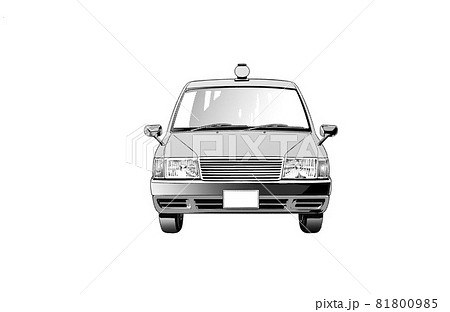 漫画風ペン画イラスト 車 タクシーのイラスト素材