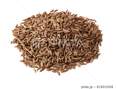 pile of caraway fruits closeup on white background pile of caraway fruits closeup on white background 81801008