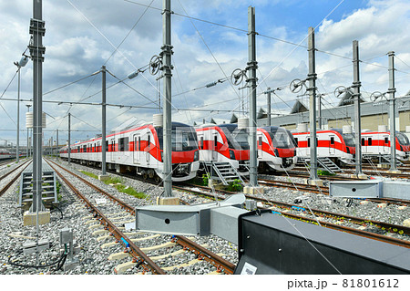 The Red Line train stops at a maintenance facility at Bang Sue Central Station, Bangkok, Thailand The Red Line train stops at a maintenance facility at Bang Sue Central Station, Bangkok, Thailand 81801612
