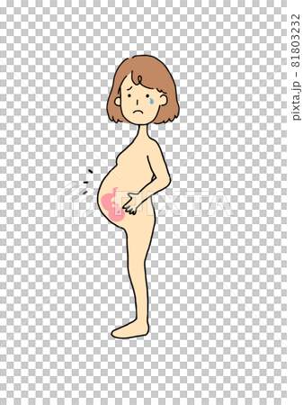 泣き顔の裸の妊婦と胎児のイメージイラスト 81803232