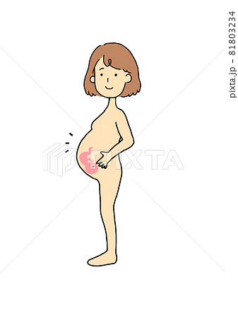 笑顔の裸の妊婦と胎児のイメージイラスト 笑顔の裸の妊婦と胎児のイメージイラスト 81803234