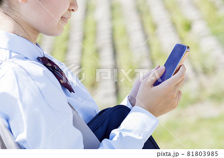 スマホを操作する女子高生 スマホを操作する女子高生 81803985