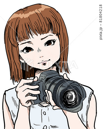 カメラ女子のイラスト素材