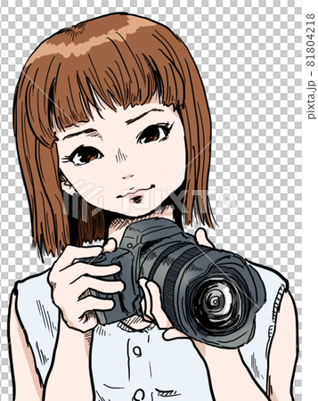 カメラ女子のイラスト素材 カメラ女子のイラスト素材