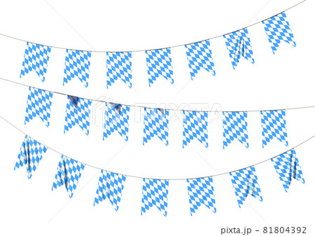 Blue bavarian party flags garland with checkered pattern isolated 81804392