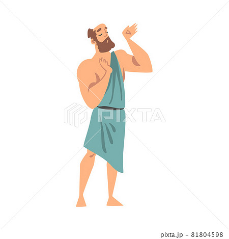 Greek or Hellene Man Character in Ethnic Chiton Clothing Vector Illustration Greek or Hellene Man Character in Ethnic Chiton Clothing Vector Illustration 81804598