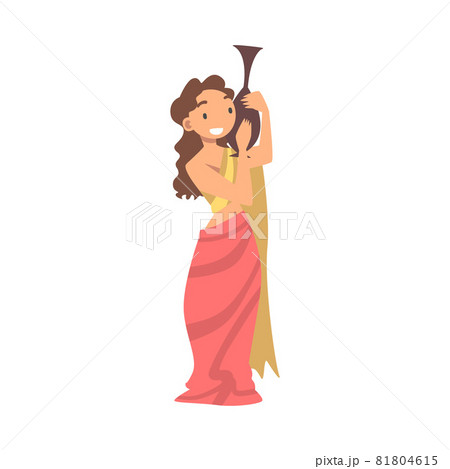 Greek or Hellene Woman Character in Ethnic Chiton Clothing Holding Lekythos Vector Illustration Greek or Hellene Woman Character in Ethnic Chiton Clothing Holding Lekythos Vector Illustration 81804615