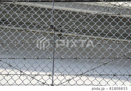 有刺鉄線とフェンス 81806655