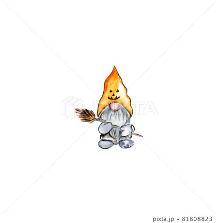Watercolor halloween gnome 81808823