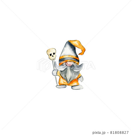 Watercolor halloween gnome 81808827
