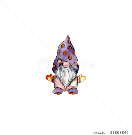 Watercolor halloween gnome 81808845