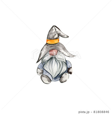 Watercolor halloween gnome 81808846