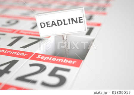 DEADLINE plate on September 18 in a calendar, 3d rendering 81809015