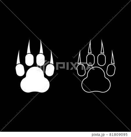 Print paw wild animal with claw track footprint predatory pawprint icon white color vector illustration flat style image set 81809095