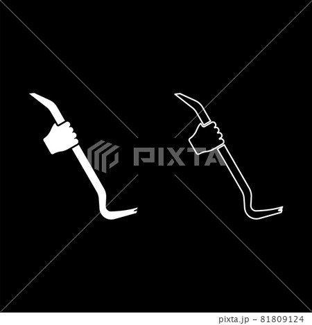 Crowbar in hand holding tool use Arm using Multifunctional utility bar icon white color vector illustration flat style image set 81809124