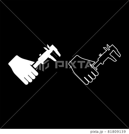 Calliper in hand Caliper in arm Measuring device measure use icon white color vector illustration flat style image set 81809139