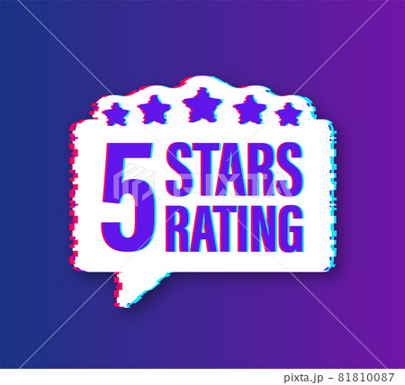 5 star rating glitch icon. Badge with icons on white background. Vector illustration. 81810087