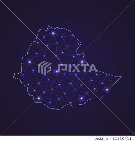 Digital network map of Ethiopia. Abstract connect line and dot