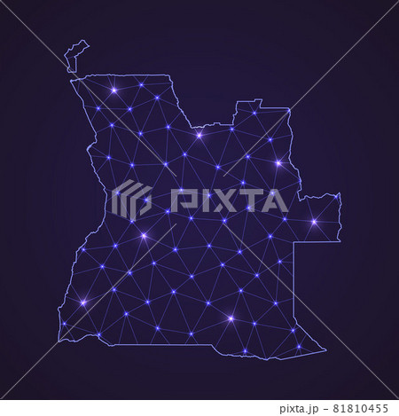 Digital network map of Angola. Abstract connect line and dot