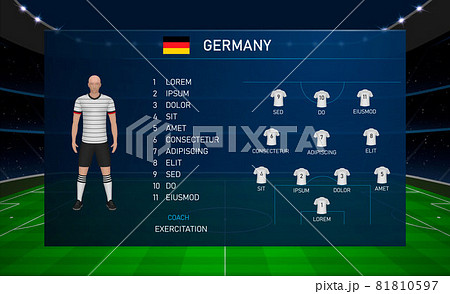 Football scoreboard broadcast graphic with squad soccer team Ger 81810597