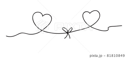 Continuous line art drawing. Couple of hearts Continuous line art drawing. Couple of hearts 81810849