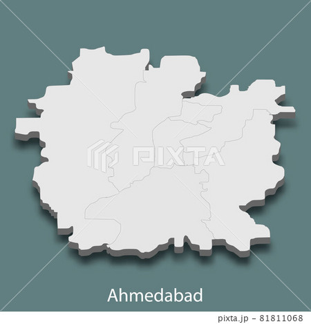 3d isometric map of Ahmedabad is a city of India 81811068
