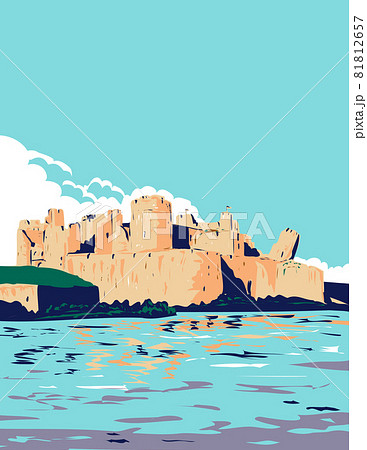 Caerphilly Castle and Moat Within Brecon Beacons National Park in South Wales United Kingdom UK Art Deco WPA Poster Art Caerphilly Castle and Moat Within Brecon Beacons National Park in South Wales United Kingdom UK Art Deco WPA Poster Art 81812657