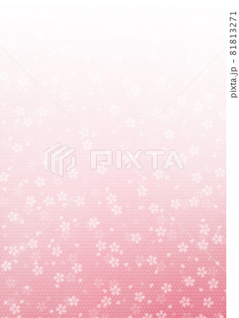 和紙に絞染と桜パターン柄/赤 上から下へ濃くなるグラデーション 背景素材 縦 他色有り 81813271