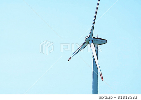 パステル調 宗谷丘陵 風力発電 イラストイメージのイラスト素材
