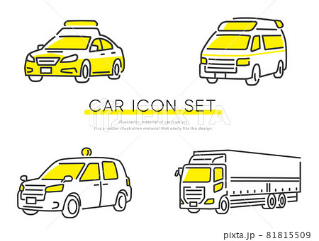 ベクターイラスト素材：救急車、パトカー、トラック、タクシー　アイコンセット 81815509