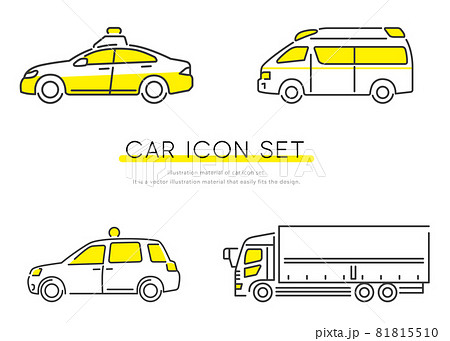 ベクターイラスト素材：救急車、パトカー、トラック、タクシー　アイコンセット 81815510