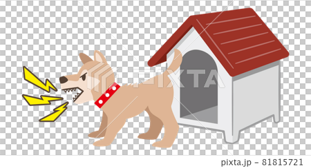 犬小屋の前で吠える犬のイラストレーション 犬小屋の前で吠える犬のイラストレーション 81815721